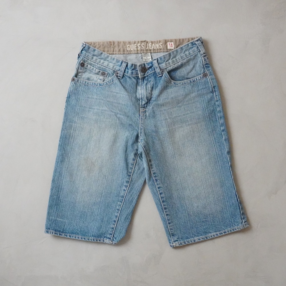 Vintage Guess Jeans Denim Shorts 28" Waist Blue Light Wash Y2K Baggy Skate